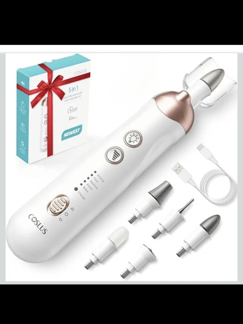 White & Rose Gold 5-in-1 Electric Nail Care Kit